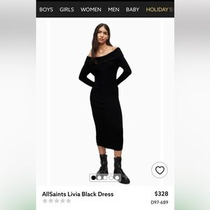 ISO!!!! All Saints Livia midi dress black size M or L!!!